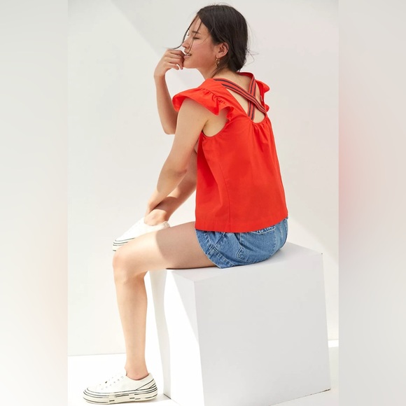 New Women’s Maeve Ruffled Cross-Back Blouse By Anthropologie!!🔥🔥🔥 - Picture 3 of 15